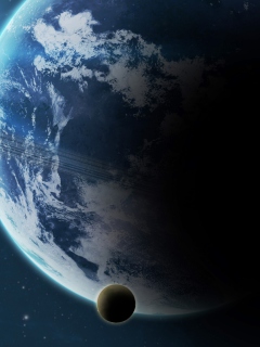 Blue Planet With Dark Satellite screenshot #1 240x320