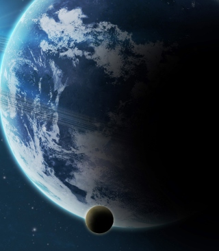 Free Blue Planet With Dark Satellite Picture for 240x320