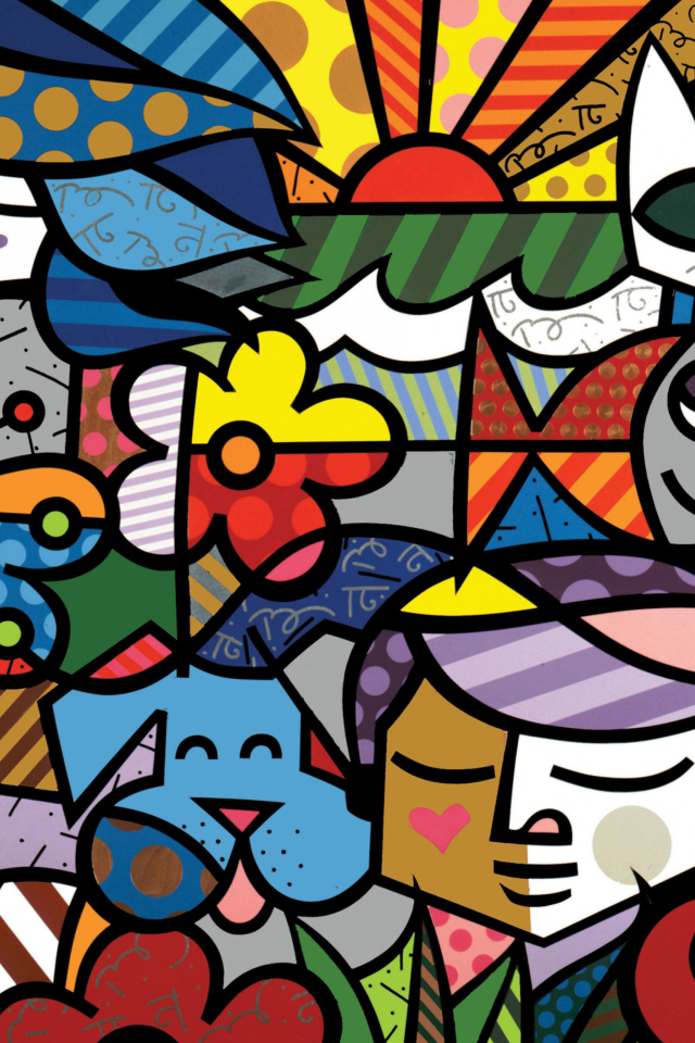 Fondo de pantalla Romero Britto Design 640x960