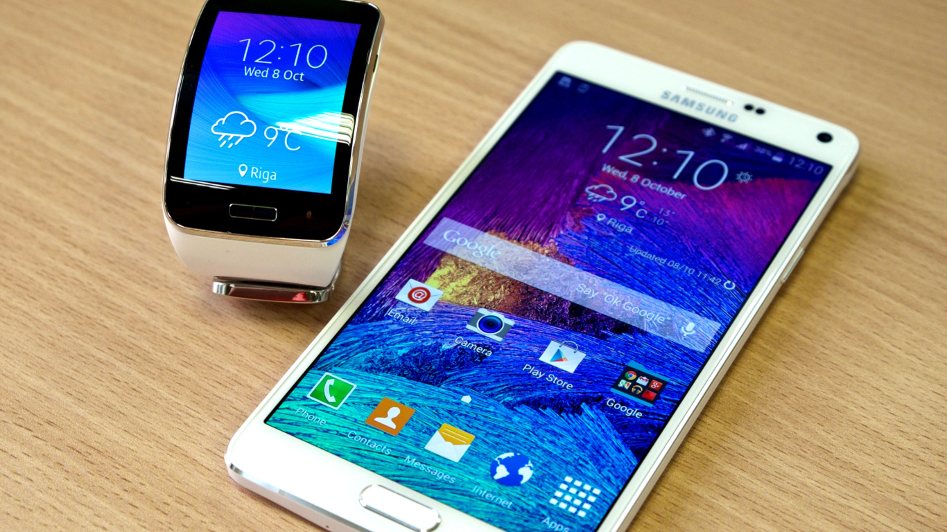 Das Samsung Galaxy and Samsung Gear S Smartwatch Wallpaper 1366x768