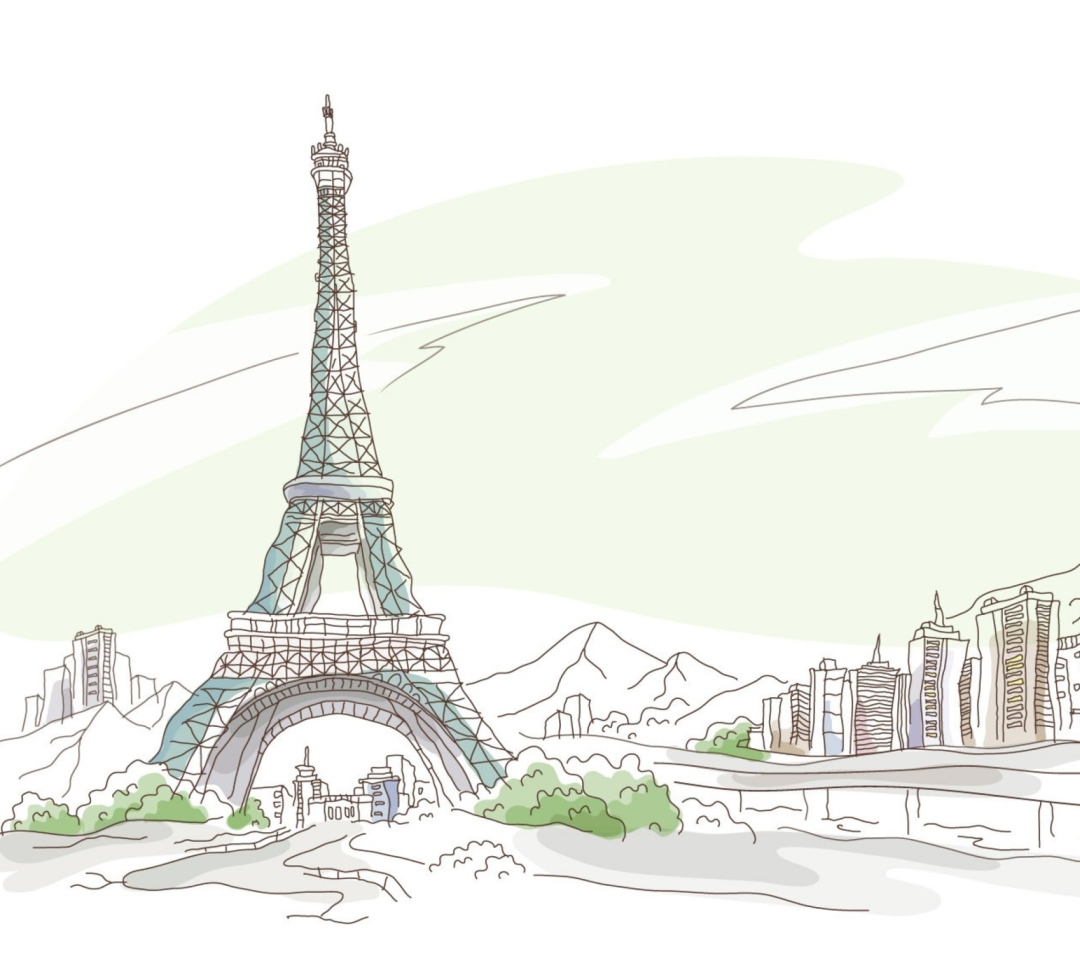 Screenshot №1 pro téma Drawing Of Eiffel Tower 1080x960