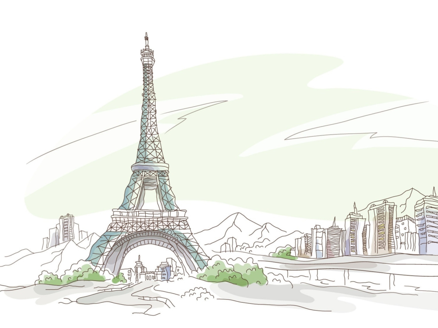Das Drawing Of Eiffel Tower Wallpaper 1400x1050