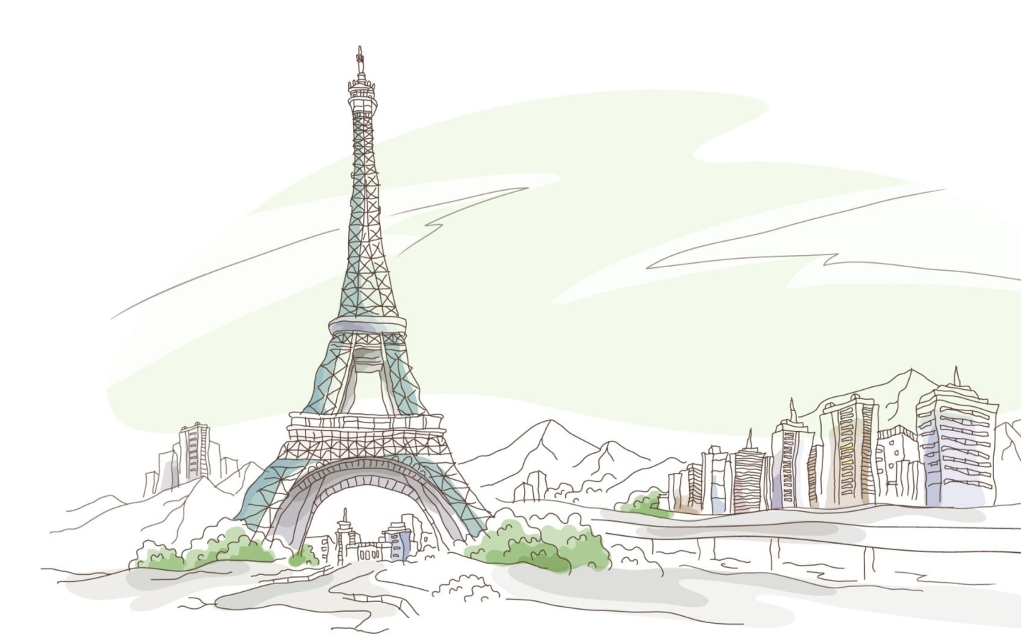 Screenshot №1 pro téma Drawing Of Eiffel Tower 1440x900
