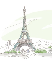 Das Drawing Of Eiffel Tower Wallpaper 176x220