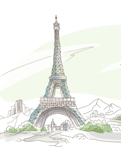 Das Drawing Of Eiffel Tower Wallpaper 240x320