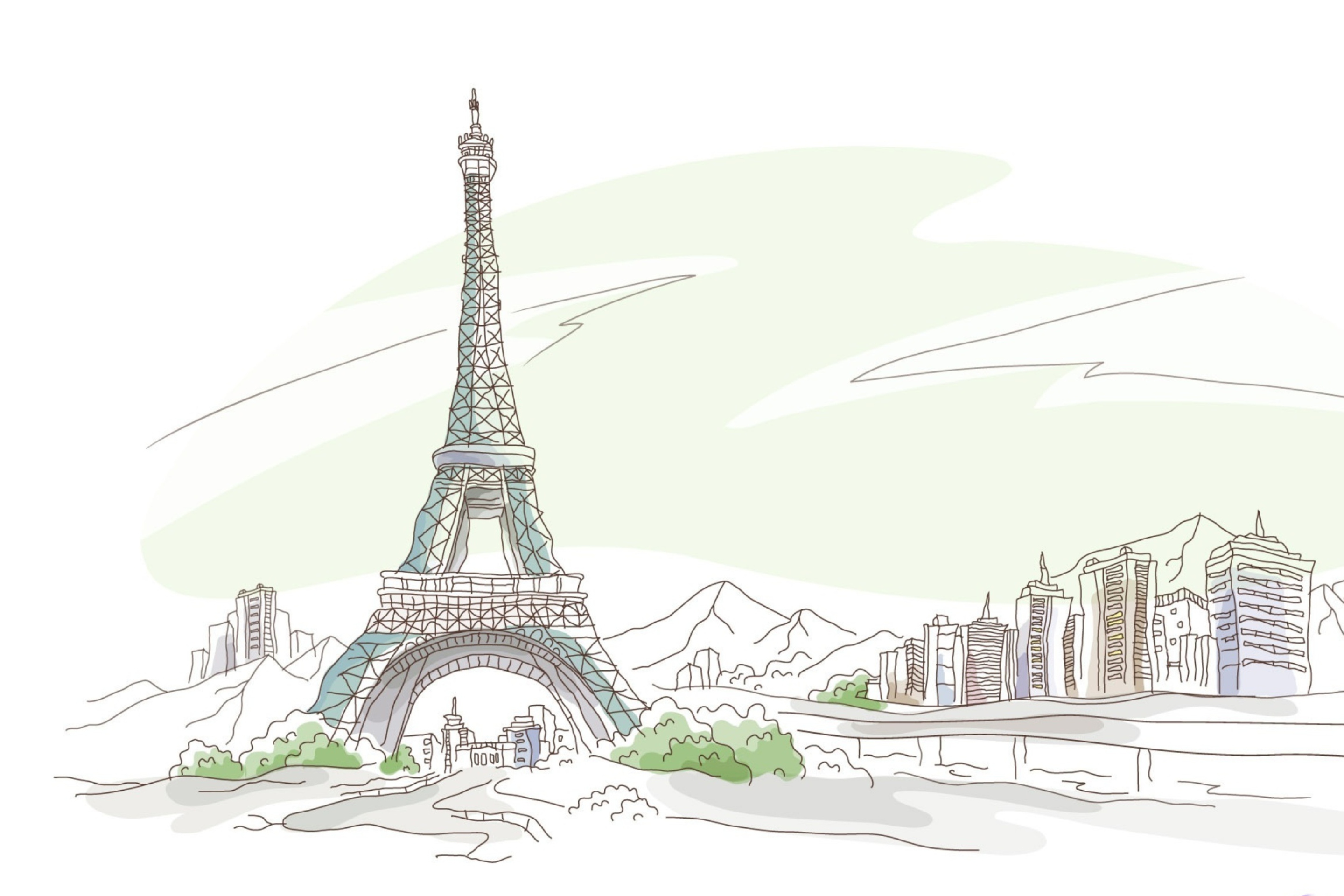 Screenshot №1 pro téma Drawing Of Eiffel Tower 2880x1920