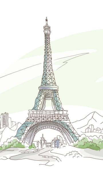Обои Drawing Of Eiffel Tower 360x640