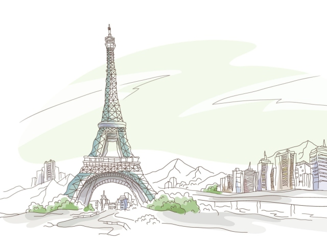 Das Drawing Of Eiffel Tower Wallpaper 640x480
