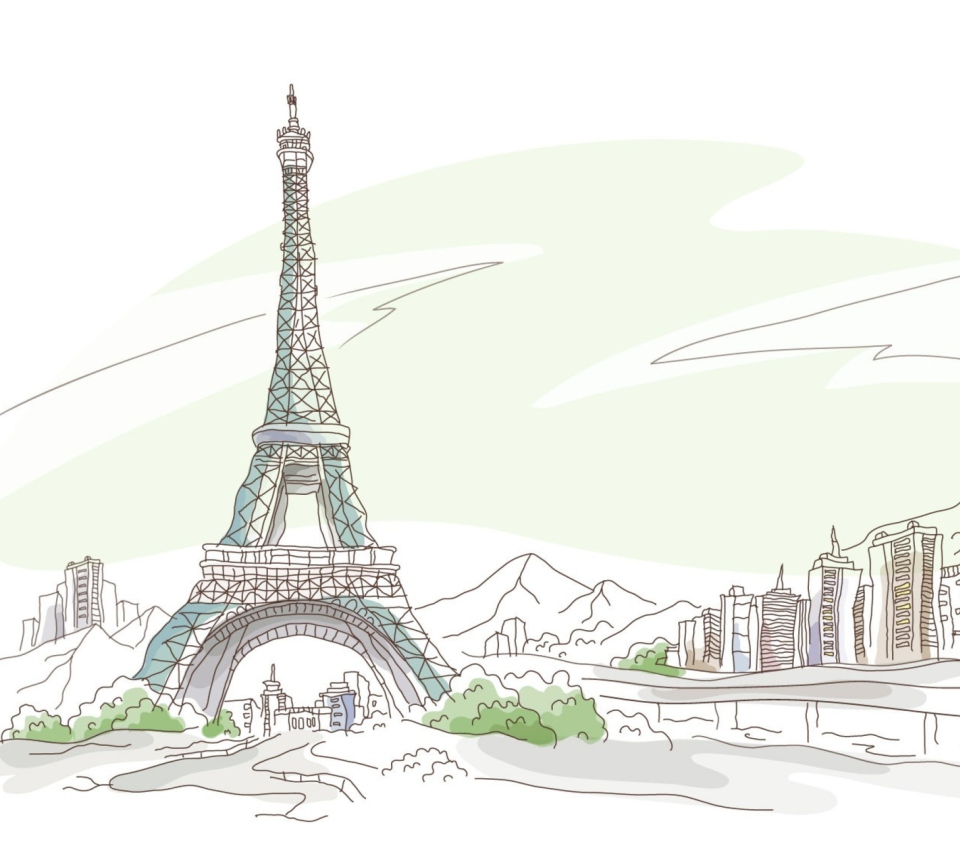 Screenshot №1 pro téma Drawing Of Eiffel Tower 960x854
