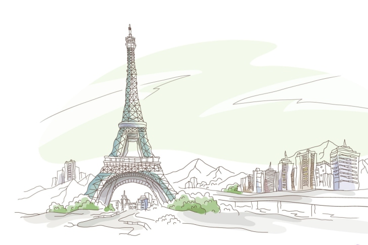 Обои Drawing Of Eiffel Tower