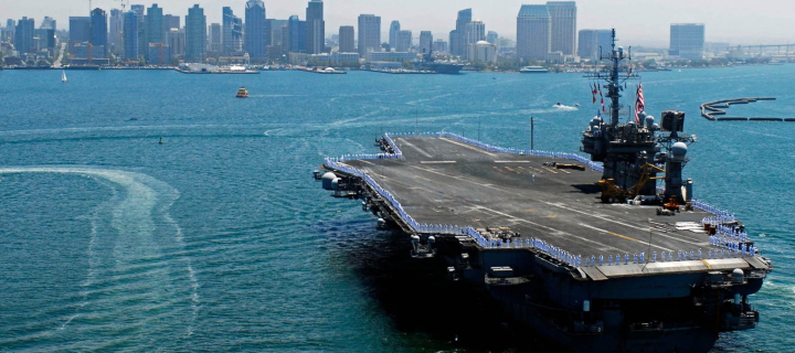 Military boats - USS Kitty Hawk wallpaper 720x320