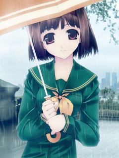 Anime Girl in Rain wallpaper 240x320