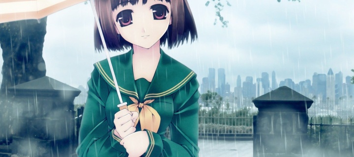 Anime Girl in Rain wallpaper 720x320