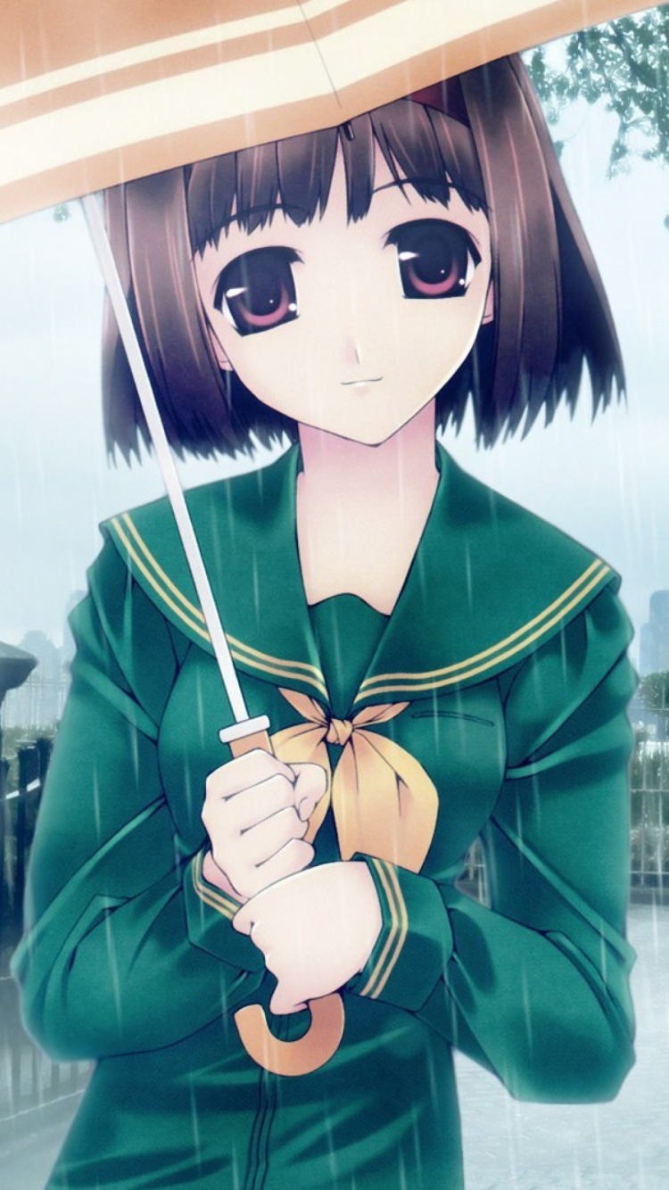Обои Anime Girl in Rain 750x1334