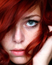 Beautiful Redhead Girl Close Up Portrait wallpaper 176x220