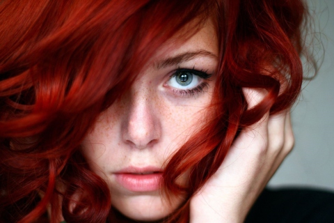 Das Beautiful Redhead Girl Close Up Portrait Wallpaper 480x320