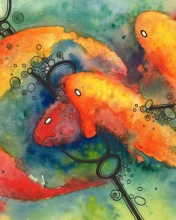 Painting Koi Water Color wallpaper 176x220