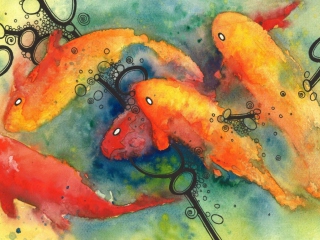 Painting Koi Water Color wallpaper 320x240