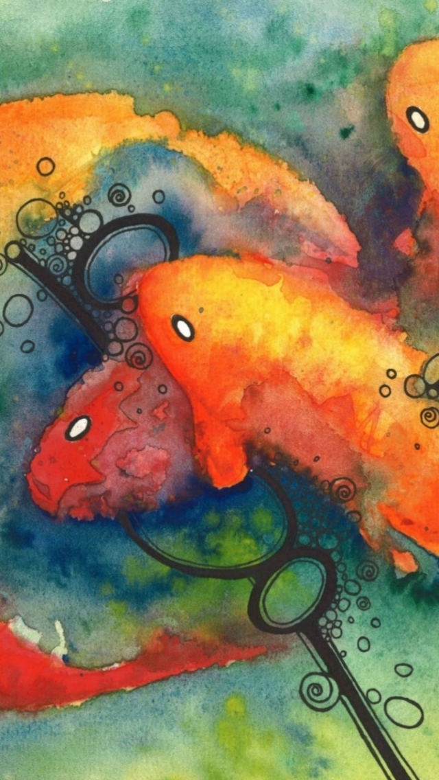 Painting Koi Water Color wallpaper 640x1136