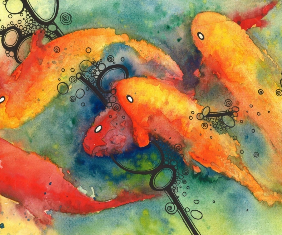 Painting Koi Water Color wallpaper 960x800