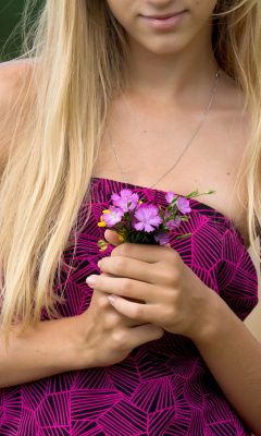 Girl With Flowers wallpaper 240x400