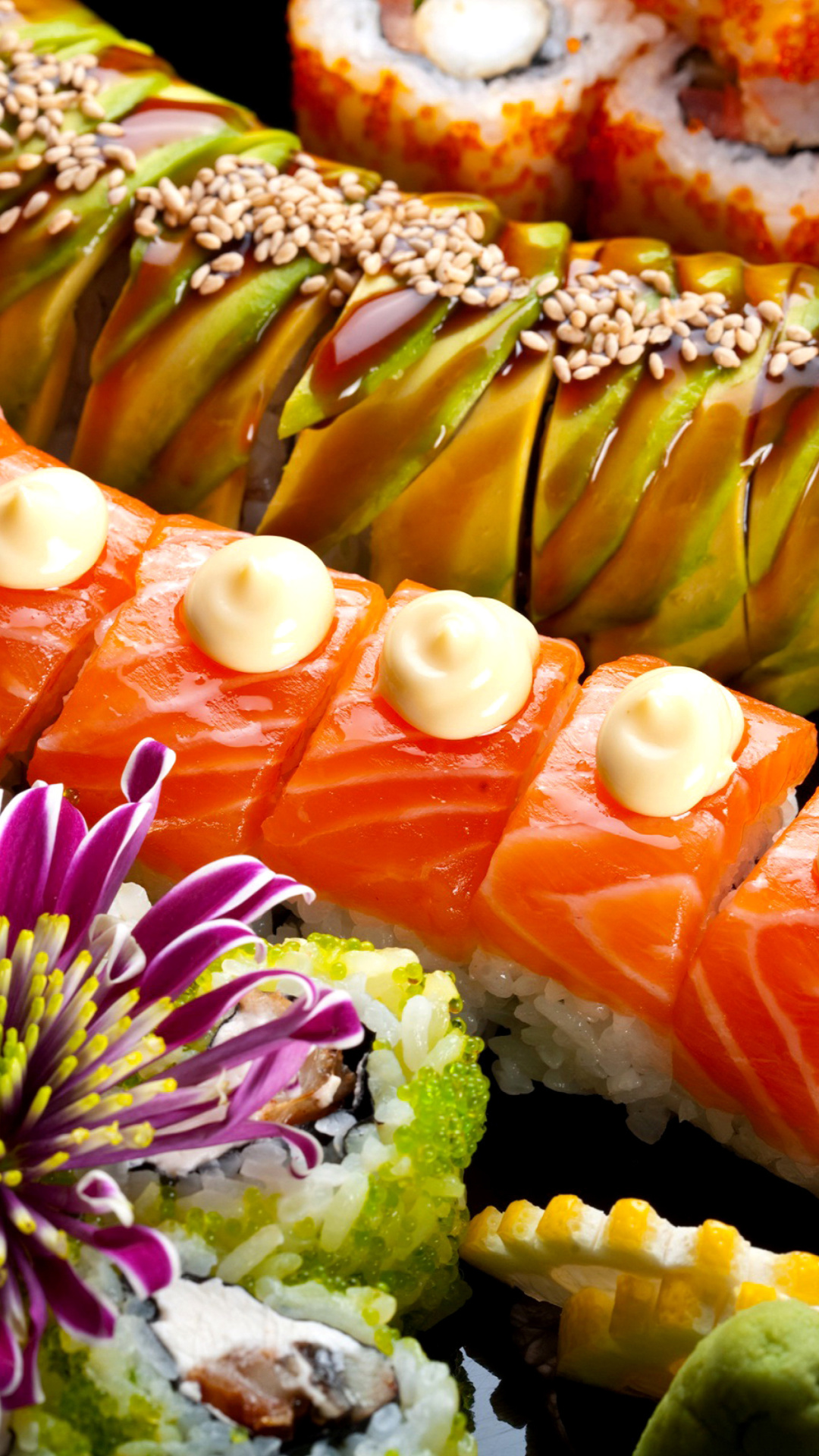 Sfondi Seafood Salmon Sushi 1080x1920
