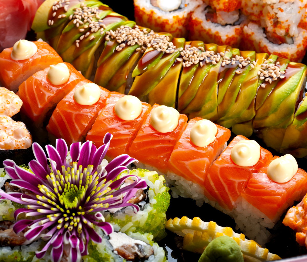 Seafood Salmon Sushi wallpaper 1200x1024