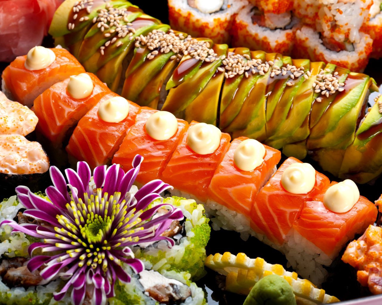 Sfondi Seafood Salmon Sushi 1280x1024