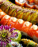 Sfondi Seafood Salmon Sushi 128x160