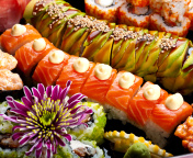 Screenshot №1 pro téma Seafood Salmon Sushi 176x144