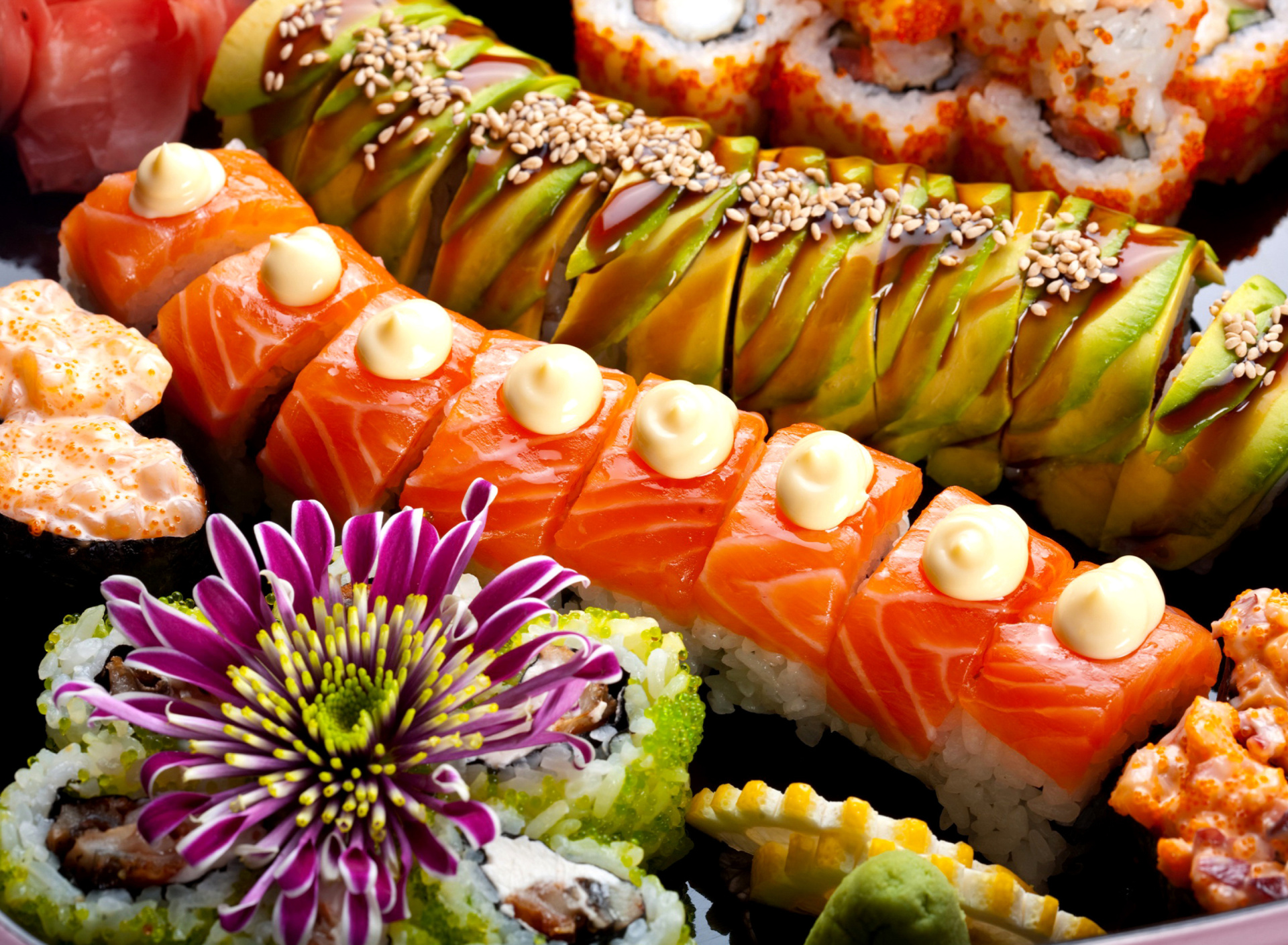 Sfondi Seafood Salmon Sushi 1920x1408