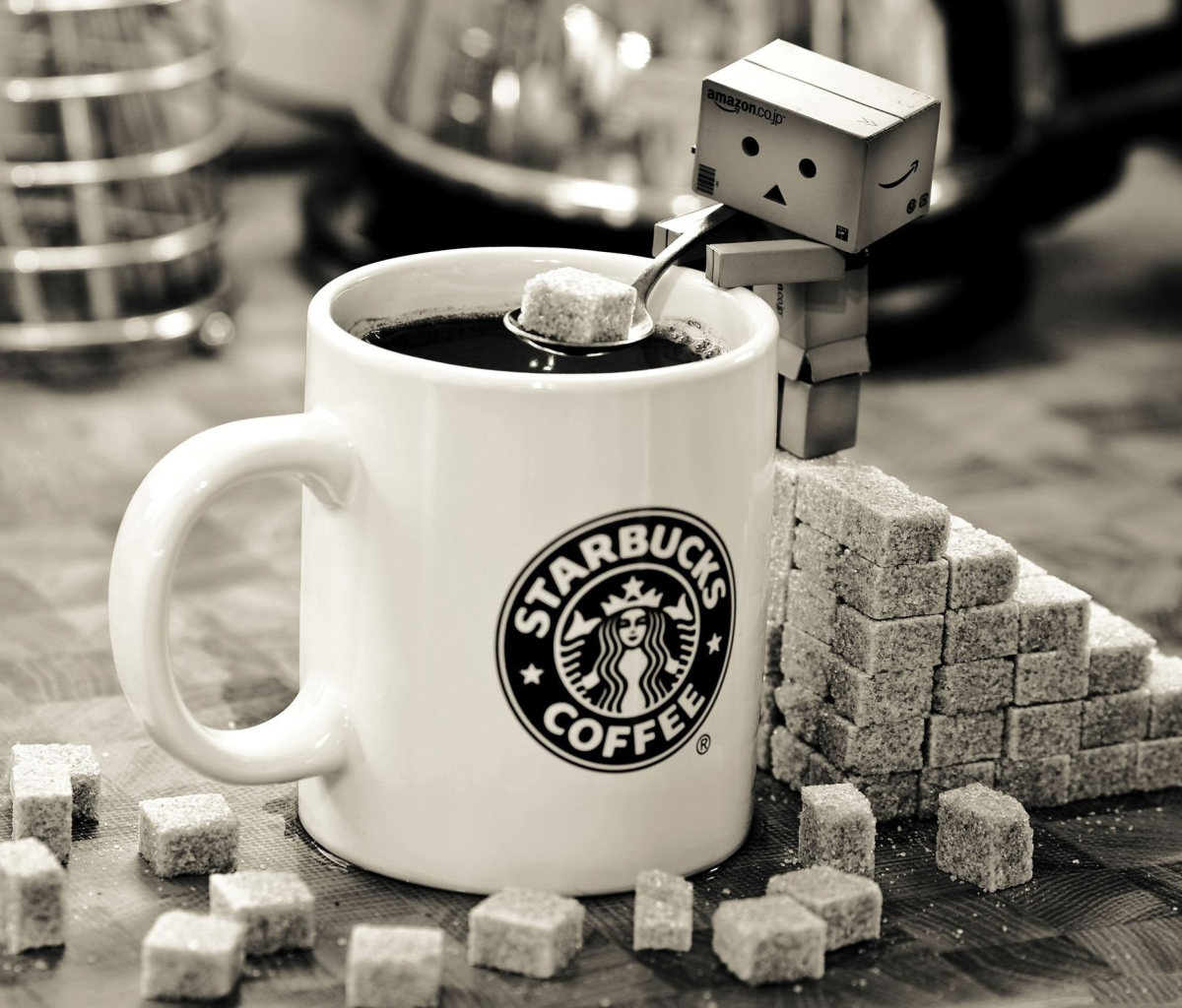 Das Danbo Loves Starbucks Coffee Wallpaper 1200x1024