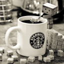 Fondo de pantalla Danbo Loves Starbucks Coffee 128x128