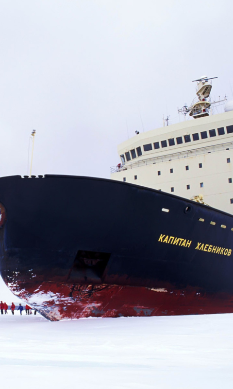 The Russian Icebreaker Kapitan Khlebnikov wallpaper 480x800