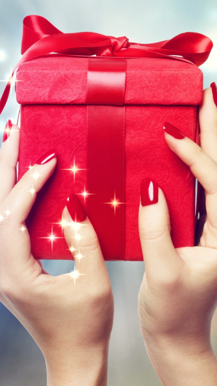 Das Red Christmas Box Wallpaper 750x1334