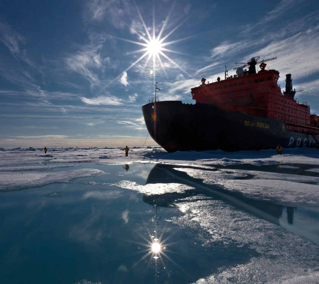 Das Icebreaker in Greenland Wallpaper 1080x960