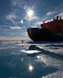 Icebreaker in Greenland wallpaper 128x160