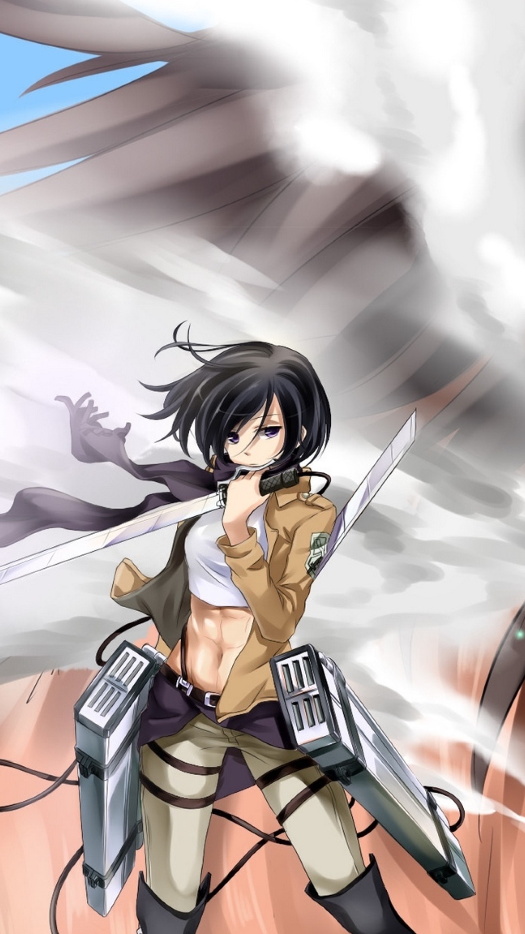 Attack on Titan with Eren and Mikasa wallpaper 1080x1920