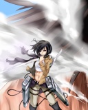 Attack on Titan with Eren and Mikasa wallpaper 128x160