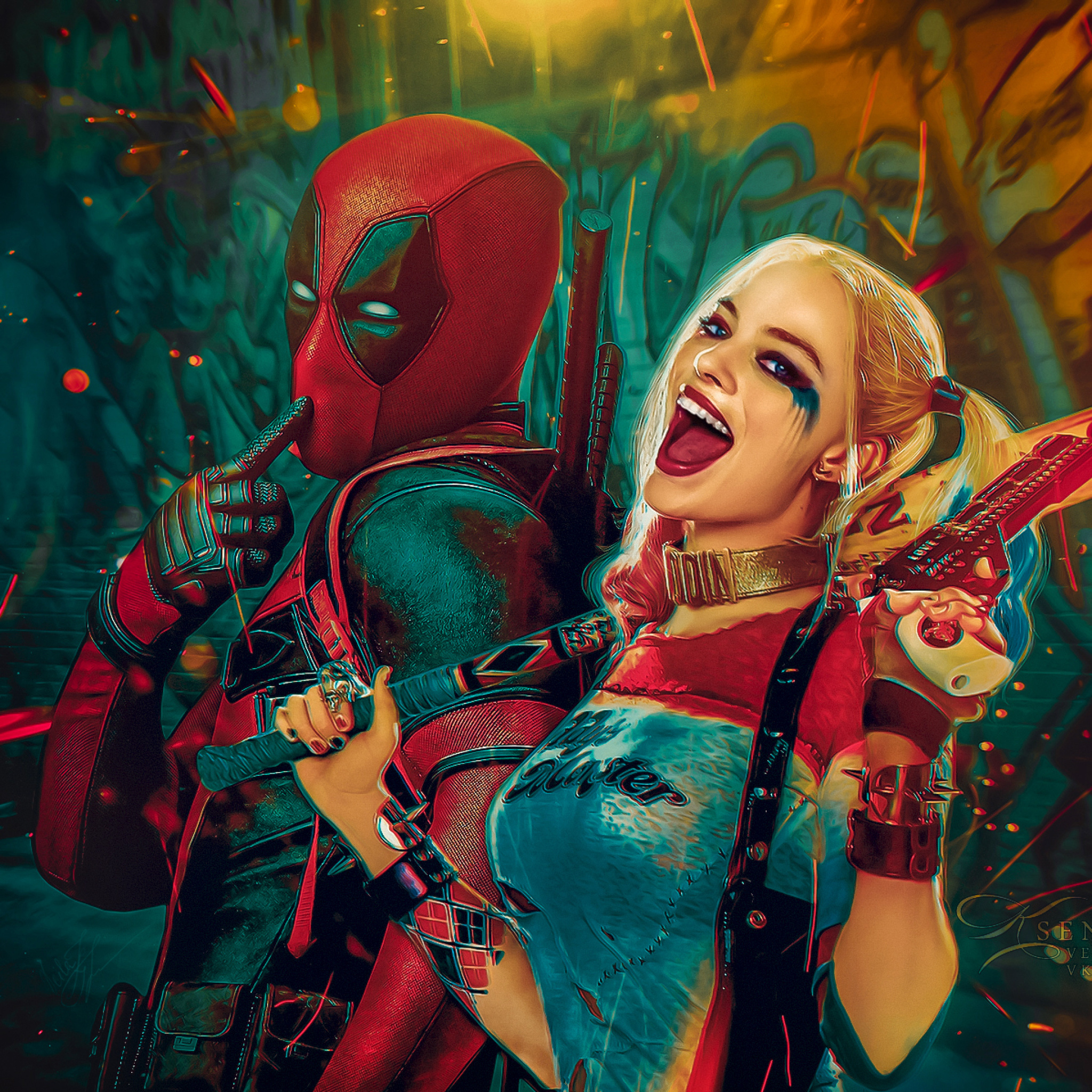 Screenshot №1 pro téma Deadpool, Ryan Reynolds, Wade Wilson, Harley Quinn 2048x2048