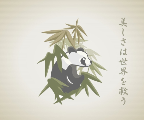 Panda Drawing wallpaper 480x400
