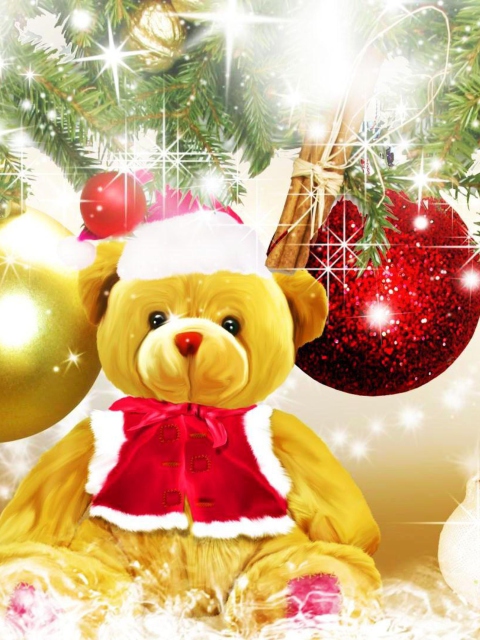 Обои Teddy Bear's Christmas 480x640