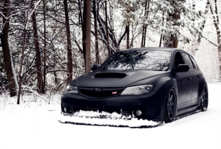 Subaru In Winter Background for Android, iPhone and iPad