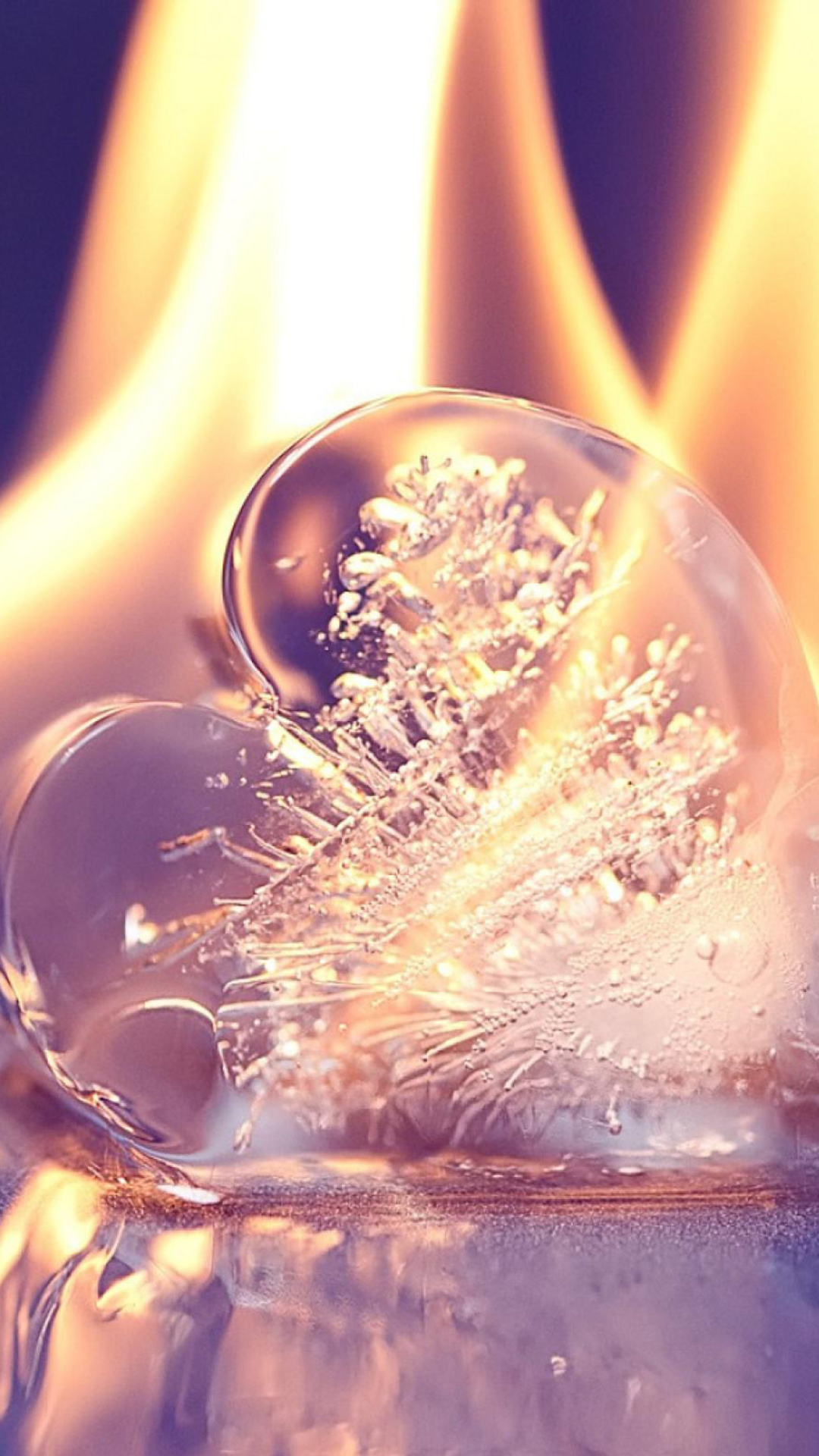 Обои Ice heart in fire 1080x1920