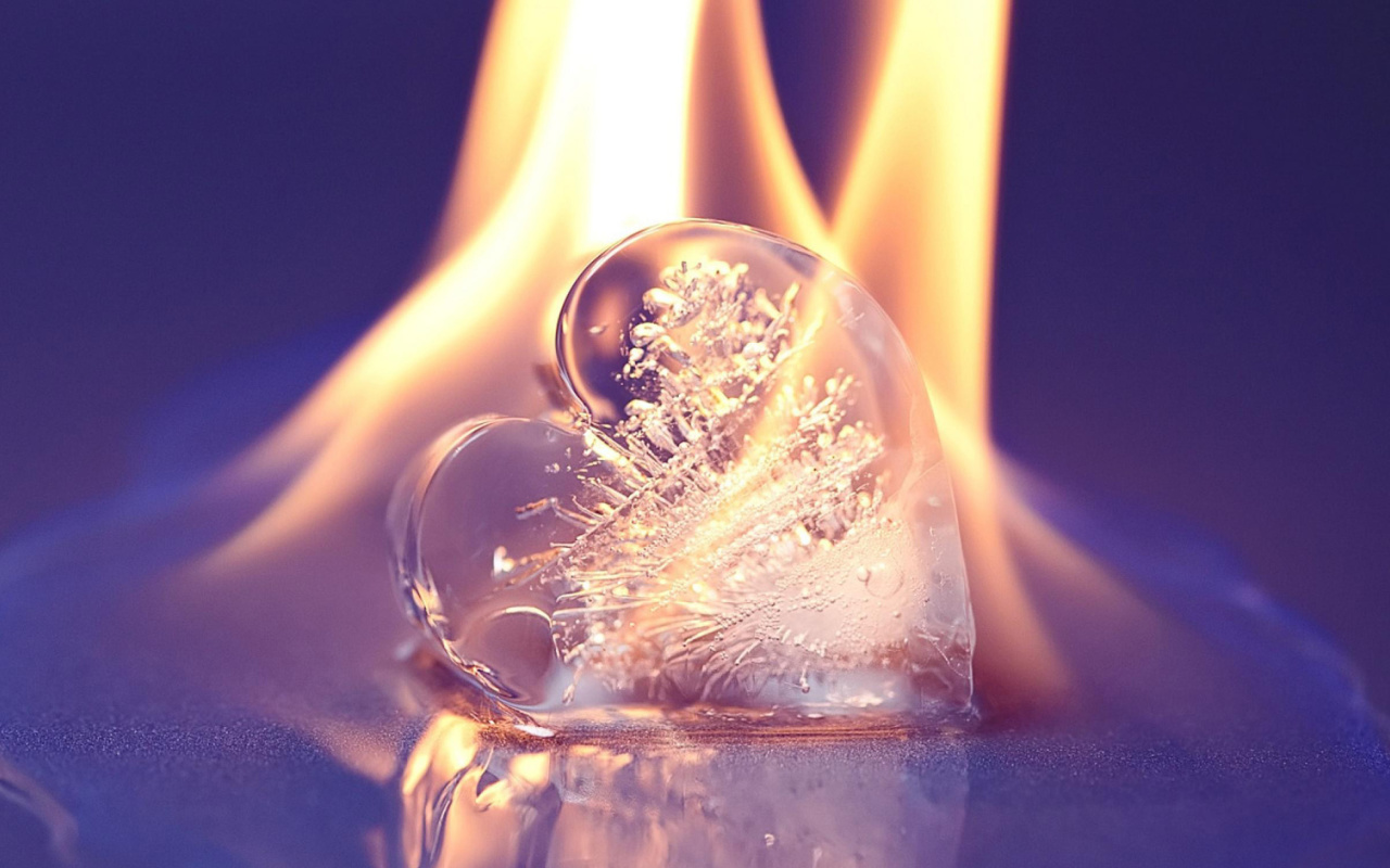 Fondo de pantalla Ice heart in fire 1280x800