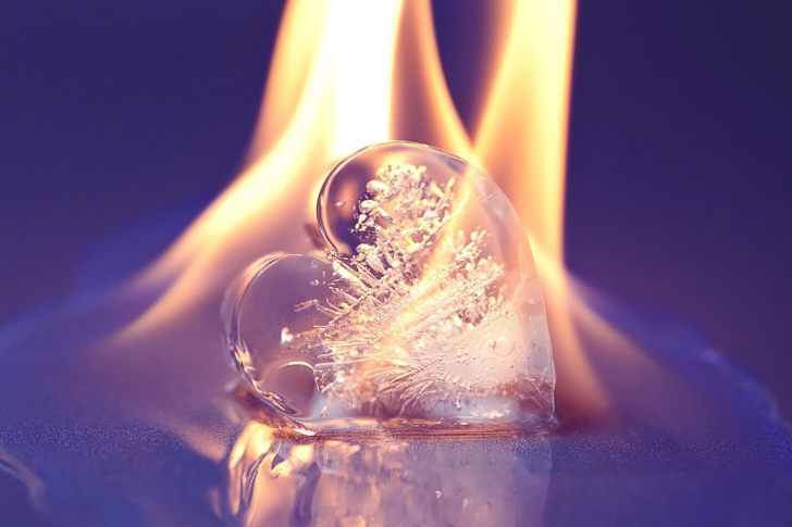 Ice heart in fire wallpaper