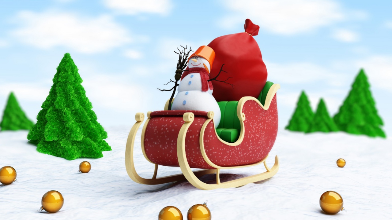 Fondo de pantalla Santa's Snowman 1280x720