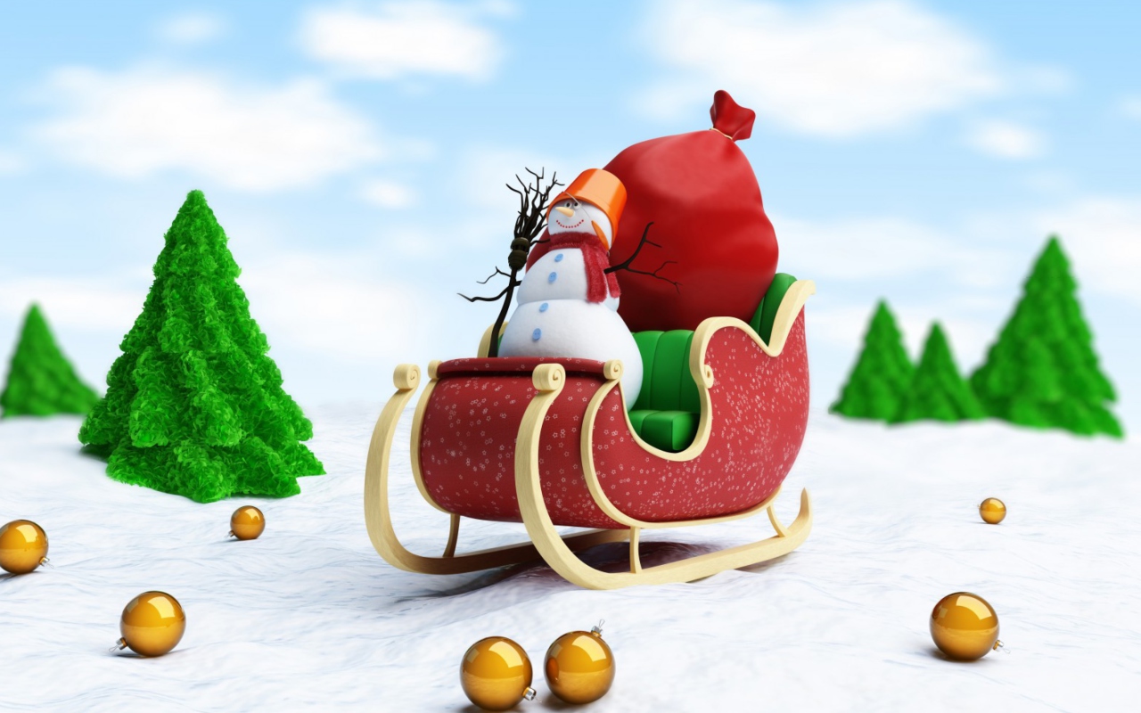 Das Santa's Snowman Wallpaper 1280x800