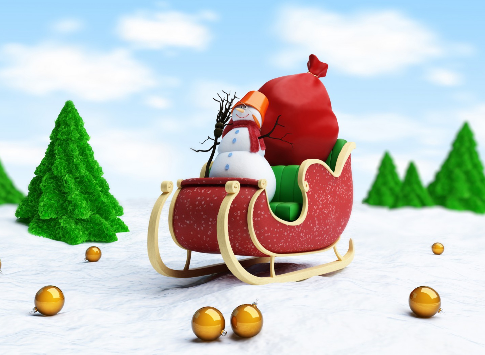 Das Santa's Snowman Wallpaper 1920x1408