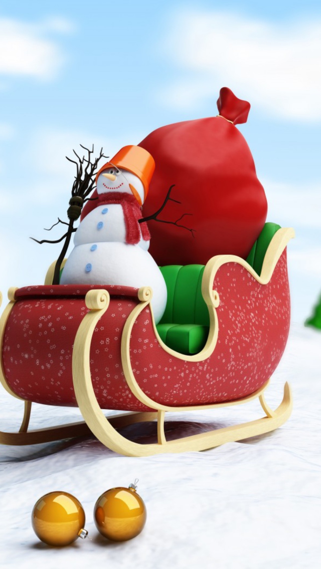 Das Santa's Snowman Wallpaper 640x1136